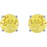14K White 2.5 mm Natural Yellow Sapphire Stud Earrings